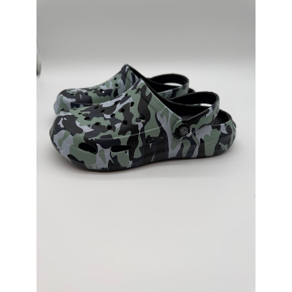 LittleLamb Kids Camo Clogs Slip On Water Shoes Green Grey Black Size 35